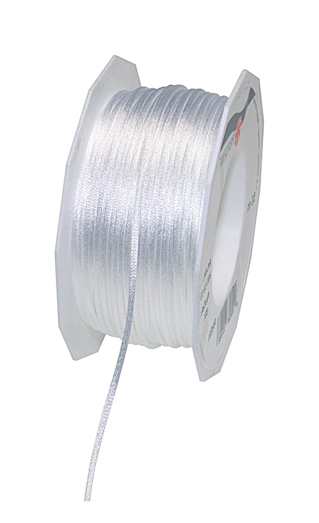 Satinkordel RHEIN weiss 3 mm breit 50 Meter Rolle Ingrid Bänder