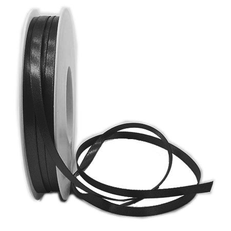 Satinband 6mm breit / 50m-Rolle: schwarz (050)