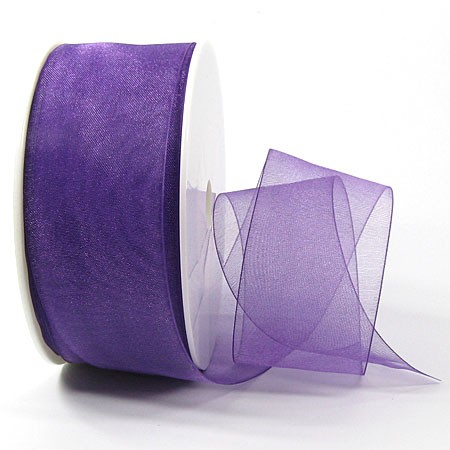 Organzaband-CHIFFON, violett: 40mm breit / 50m-Rolle, mit feiner Webkante.