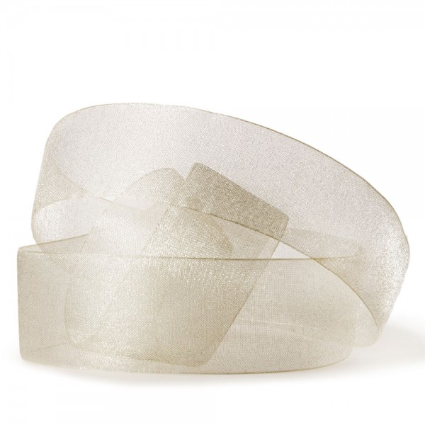 Organzaband-CHIFFON, ivory: 25mm breit / 50 Meter