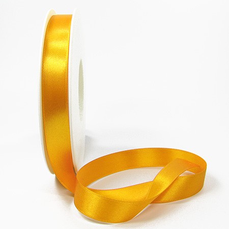 Satinband SINFINITY, gelb: 15mm breit / 25m-Rolle, mit feiner Webkante.